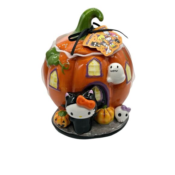AT COST - WHOLESALE 2024 Sanrio Hello Kitty Halloween Pumpkin House Cookie Jar - Picture 3 of 9